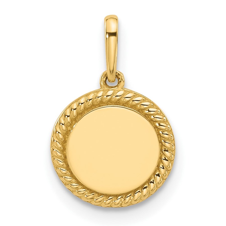14K Yellow Gold Round with Rope Border Charm - 15 mm