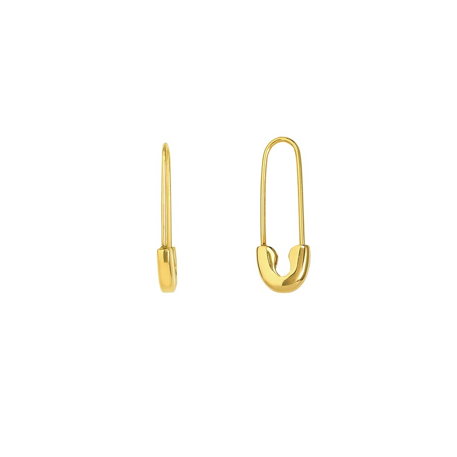 14K Yellow Gold Safety Pin Earrings