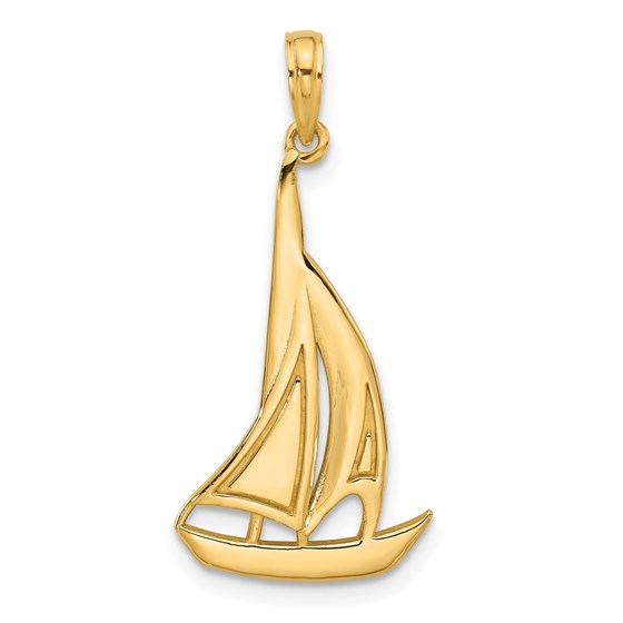 14K Yellow Gold Sailboat Charm - 32.3 mm 14K Yellow Gold Sailboat Charm - 32.3 mm
