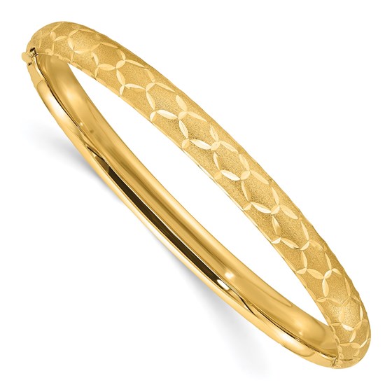 14K Yellow Gold Satin D/C 6.20mm Hinged Bangle 14K Yellow Gold Satin D/C 6.20mm Hinged Bangle