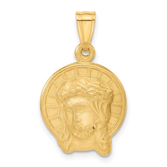 14K Yellow Gold Satin Jesus Medal Pendant - 25.4 mm 14K Yellow Gold Satin Jesus Medal Pendant - 25.4 mm