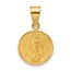 14K Yellow Gold Satin Miraculous Mary Back Medal - 21 mm