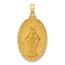 14K Yellow Gold Satin Miraculous Medal Oval Pendant - 33 mm