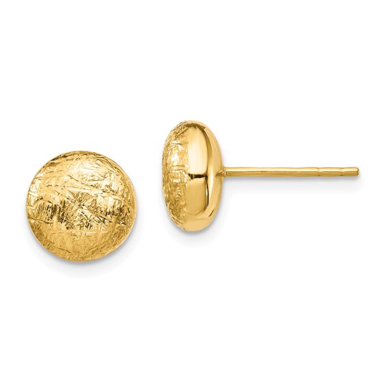 14k Yellow Gold Scratch Finish Hollow Post Earrings 14k Yellow Gold Scratch Finish Hollow Post Earrings