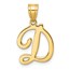 14K Yellow Gold Script Letter D Initial Pendant - 23 mm