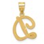 14K Yellow Gold Script Letter D Initial Pendant - 23 mm