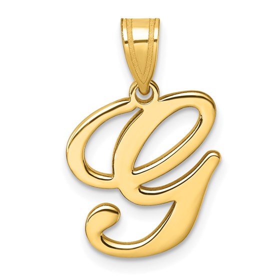 14K Yellow Gold Script Letter G Initial Pendant - 23 mm 14K Yellow Gold Script Letter G Initial Pendant - 23 mm