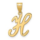 14K Yellow Gold Script Letter H Initial Pendant - 23.7 mm