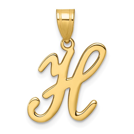 14K Yellow Gold Script Letter H Initial Pendant - 23.7 mm 14K Yellow Gold Script Letter H Initial Pendant - 23.7 mm