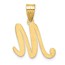 14K Yellow Gold Script Letter M Initial Pendant - 24 mm
