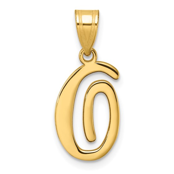 14K Yellow Gold Script Letter O Initial Pendant - 24 mm 14K Yellow Gold Script Letter O Initial Pendant - 24 mm