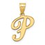 14K Yellow Gold Script Letter P Initial Pendant - 24 mm