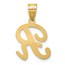 14K Yellow Gold Script Letter R Initial Pendant - 24 mm
