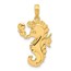 14K Yellow Gold Seahorse with Bubbles Pendant - 27.9 mm