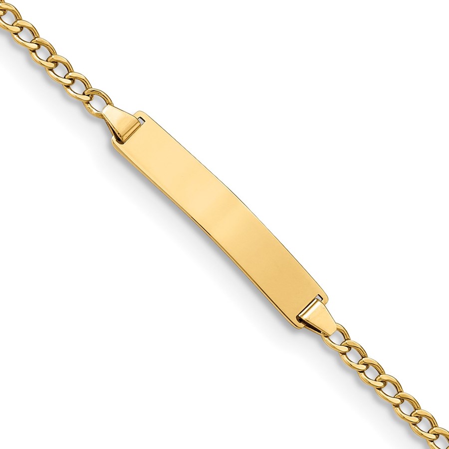 14K Yellow Gold SemiSolid Cuban ID Bracelet 8 in.