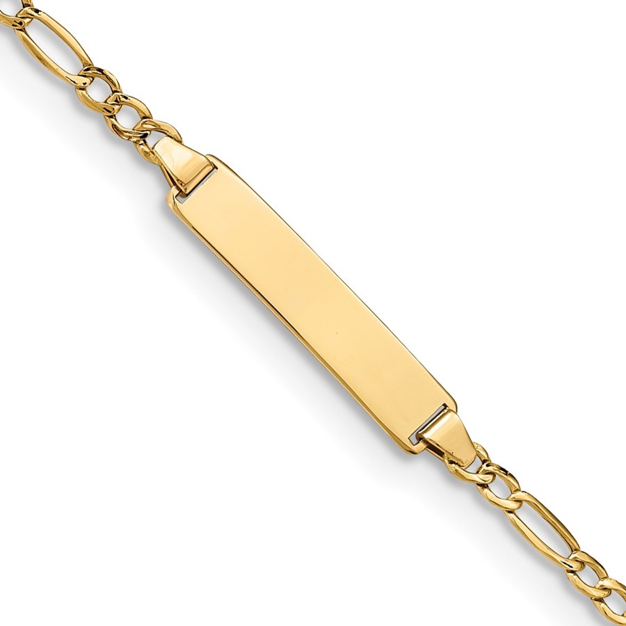 14K Yellow Gold Semi-Solid Figaro ID Bracelet - 8 in.