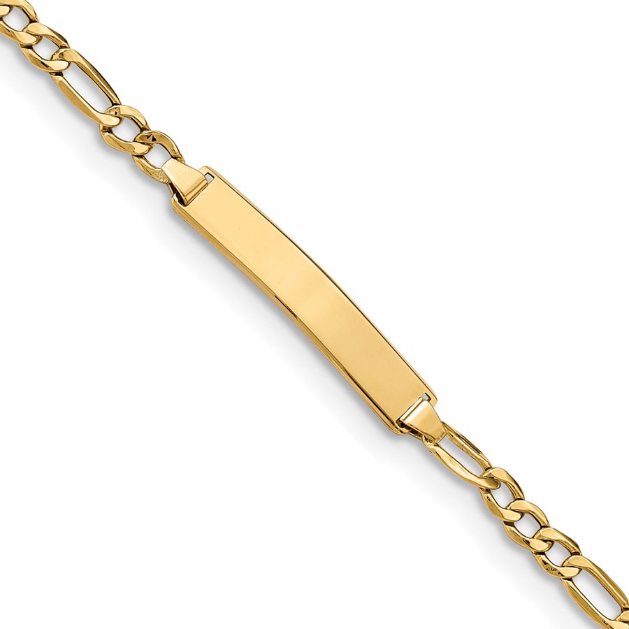 14K Yellow Gold SemiSolid Figaro Link ID Bracelet 8 in.