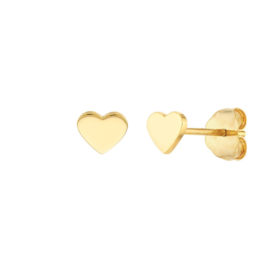 14K Yellow Gold Shaped Flat Stud Earrings