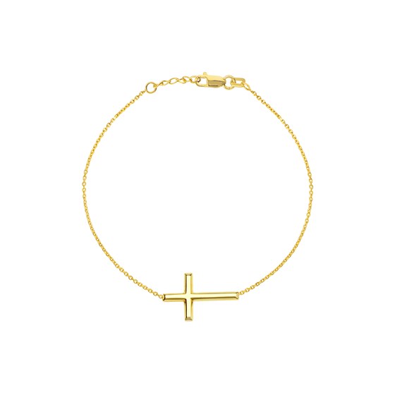 14K Yellow Gold Sideways Cross Cable Chain - 6.5 - 7.5 in. 14K Yellow Gold Sideways Cross Cable Chain - 6.5 - 7.5 in.