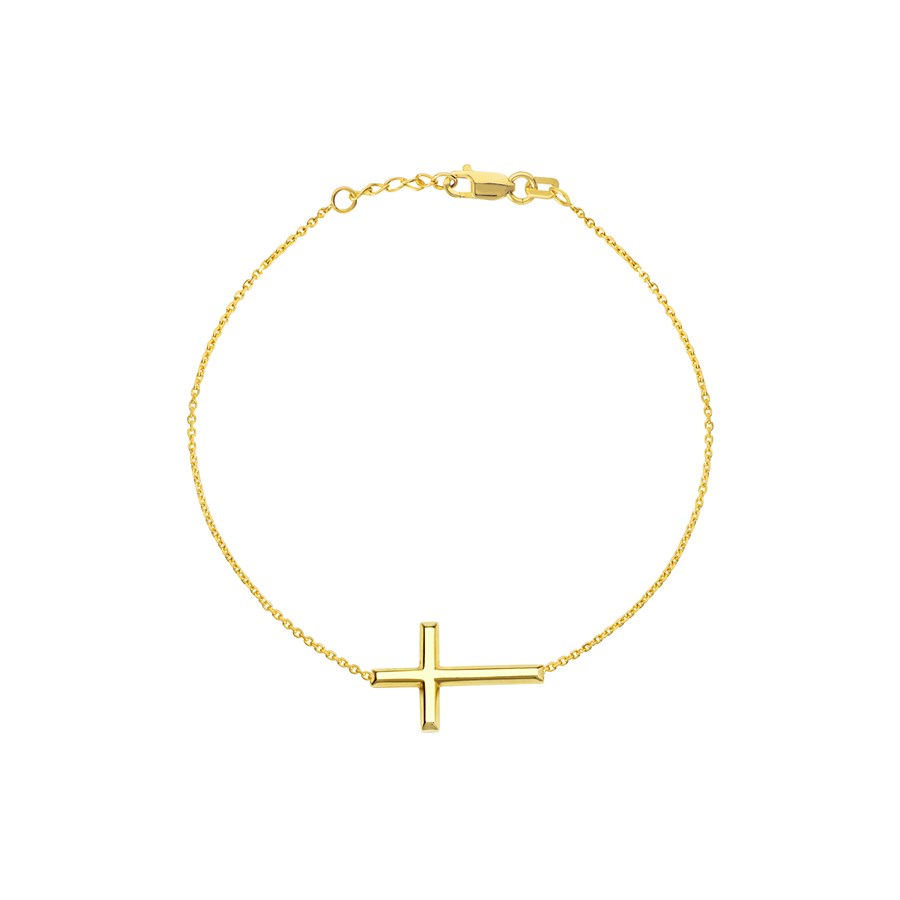14K Yellow Gold Sideways Cross Cable Chain - 6.5 - 7.5 in.