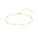 14K Yellow Gold Six Mini Star Station Adjustable Anklet - 10 in.