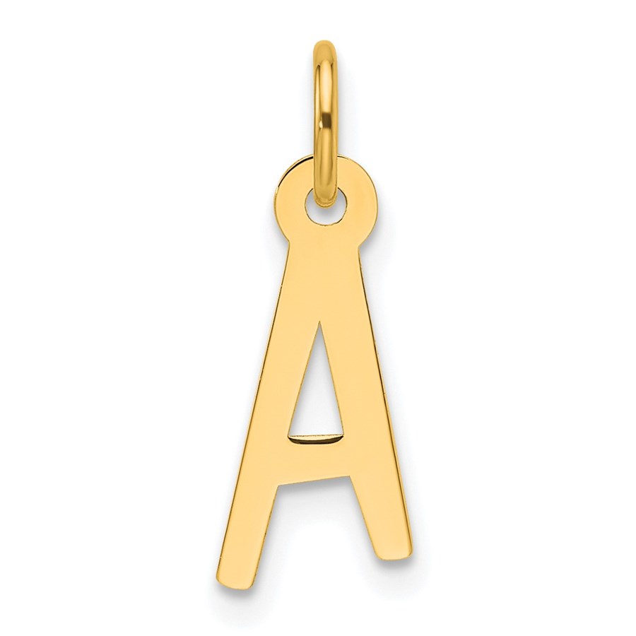 14K Yellow Gold Slanted Block Letter A Initial Charm - 18 mm