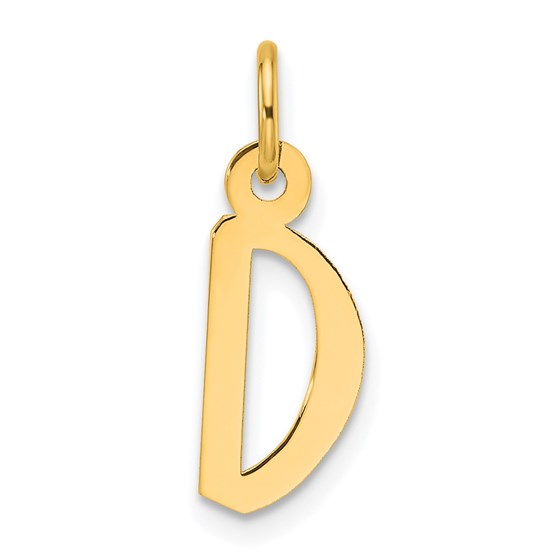 14K Yellow Gold Slanted Block Letter D Initial Charm - 20 mm