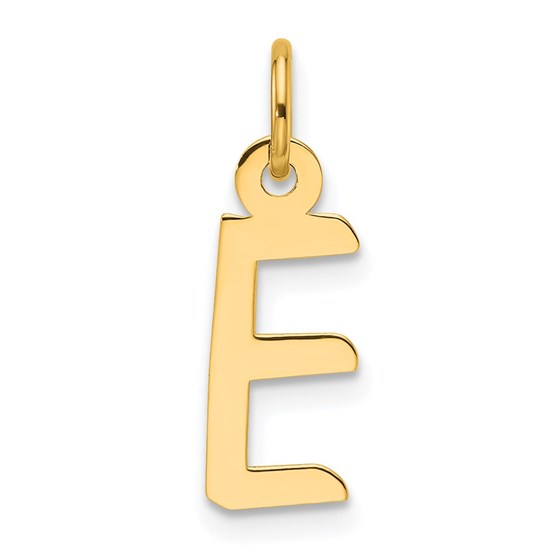 14K Yellow Gold Slanted Block Letter E Initial Charm