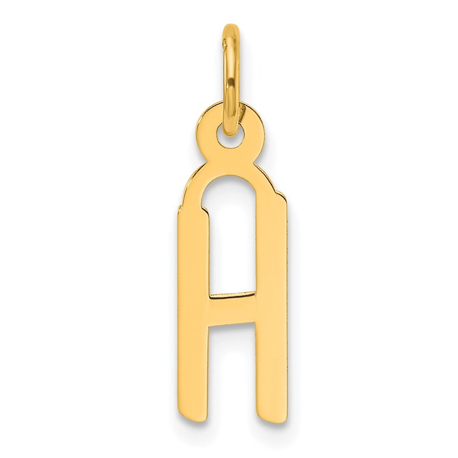 14K Yellow Gold Slanted Block Letter H Initial Charm - 20.3 mm