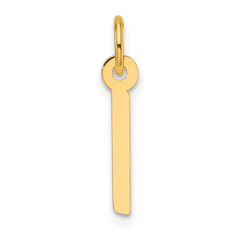 14K Yellow Gold Slanted Block Letter I Initial Charm - 18.8 mm