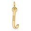 14K Yellow Gold Slanted Block Letter J Initial Charm - 19 mm
