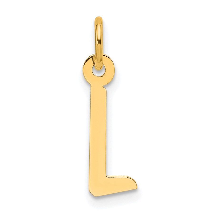 14K Yellow Gold Slanted Block Letter L Initial Charm - 19.3 mm