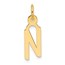 14K Yellow Gold Slanted Block Letter N Initial Charm - 20 mm