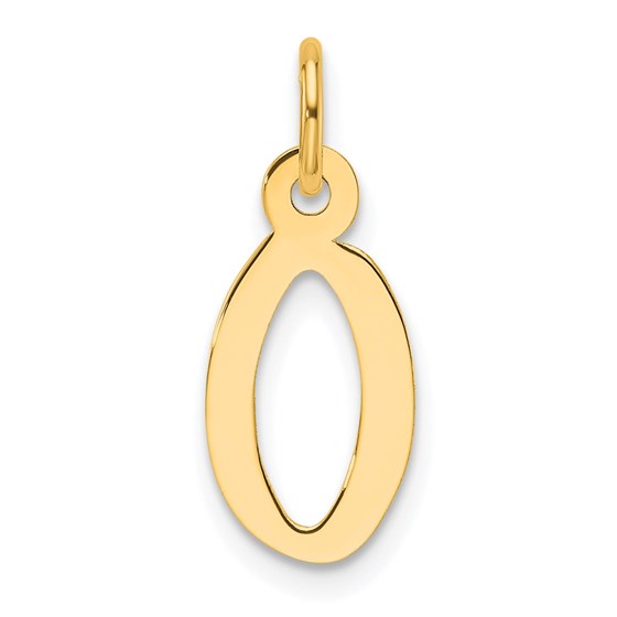 14K Yellow Gold Slanted Block Letter O Initial Charm - 18.6 mm