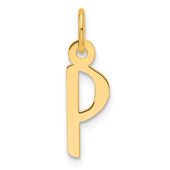 14K Yellow Gold Slanted Block Letter P Initial Charm - 18.7 mm 14K Yellow Gold Slanted Block Letter P Initial Charm - 18.7 mm