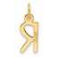14K Yellow Gold Slanted Block Letter R Initial Charm - 18.7 mm
