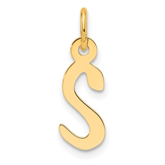 14K Yellow Gold Slanted Block Letter S Initial Charm - 19 mm 14K Yellow Gold Slanted Block Letter S Initial Charm - 19 mm