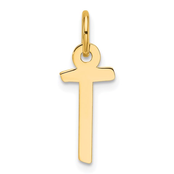14K Yellow Gold Slanted Block Letter T Initial Charm - 18.7 mm 14K Yellow Gold Slanted Block Letter T Initial Charm - 18.7 mm