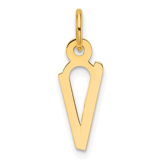 14K Yellow Gold Slanted Block Letter V Initial Charm - 19 mm 14K Yellow Gold Slanted Block Letter V Initial Charm - 19 mm