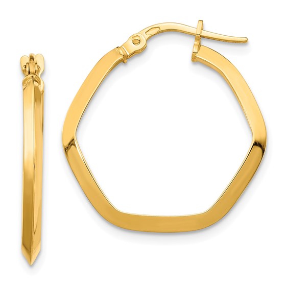 Buy 14k Yellow Gold Small Hexagon Hoop Earrings 2x2 mm APMEX