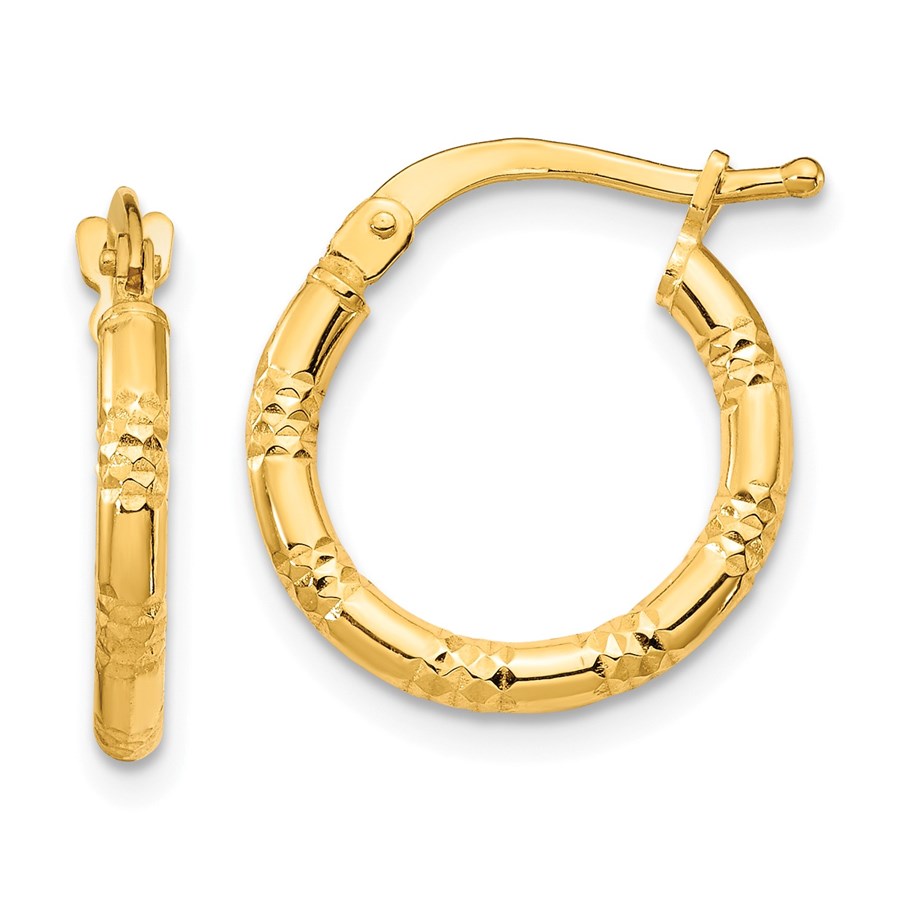 Buy 14k Yellow Gold Small Hoop Earrings 2x15 mm APMEX