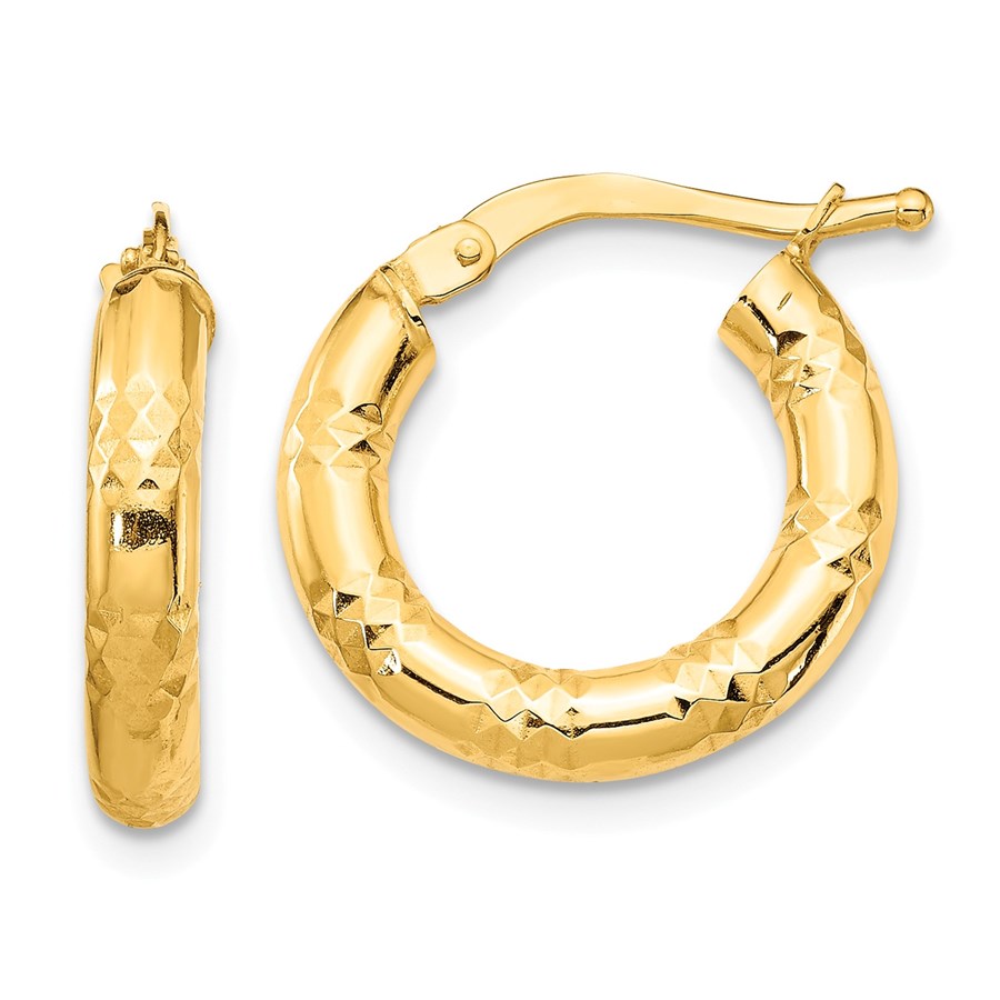 Buy 14k Yellow Gold Small Hoop Earrings 3x17 mm APMEX