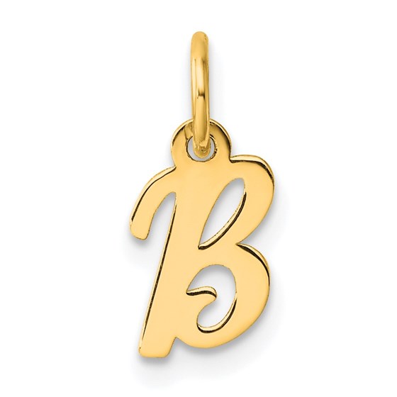 14K Yellow Gold Small Script Letter B Initial Charm - 15 mm