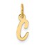 14K Yellow Gold Small Script Letter C Initial Charm - 15 mm