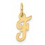 14K Yellow Gold Small Script Letter F Initial Charm - 13.85 mm