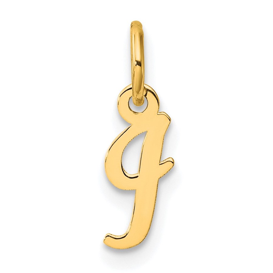14K Yellow Gold Small Script Letter I Initial Charm - 15.2 mm