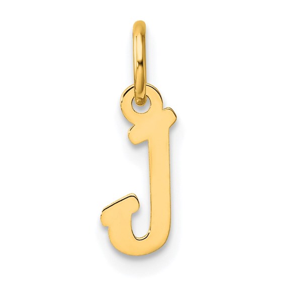 14K Yellow Gold Small Script Letter J Initial Charm - 15 mm