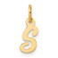 14K Yellow Gold Small Script Letter S Initial Charm - 15 mm