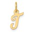 14K Yellow Gold Small Script Letter T Initial Charm - 15 mm
