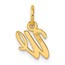14K Yellow Gold Small Script Letter W Initial Charm - 15 mm